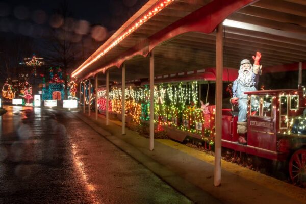 Santa train at the Holiday LIghts on the Lake in Blair County PA