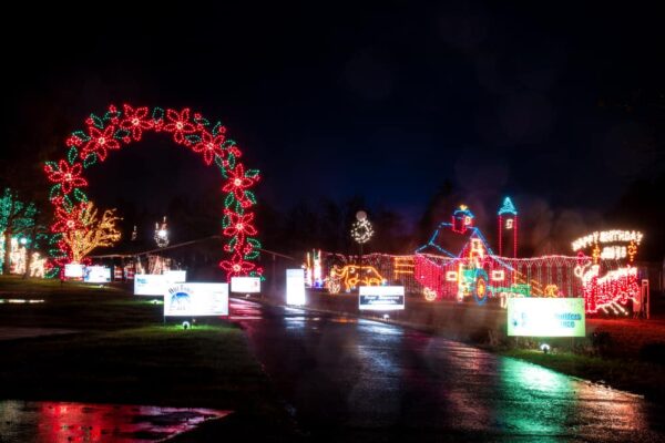 Road through Holiday Lights on the Lake in Lakemont Park