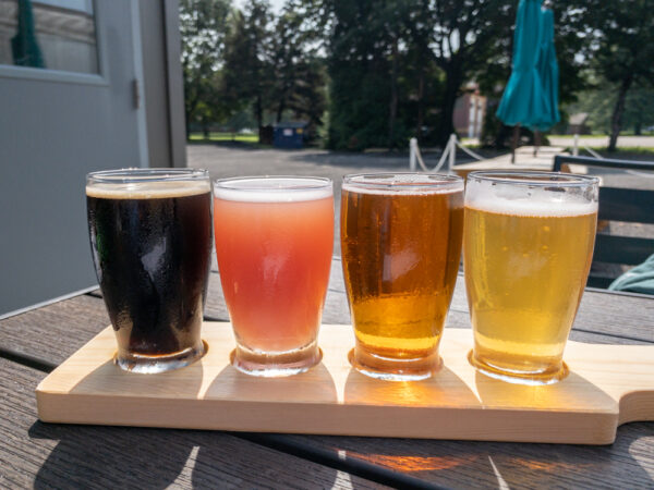 Flight of beers from Twisted Elk Brewing in Erie PA