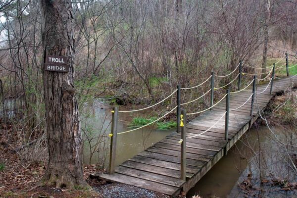 A bridge along the Point Trail at Shaver's Creek near State College PA