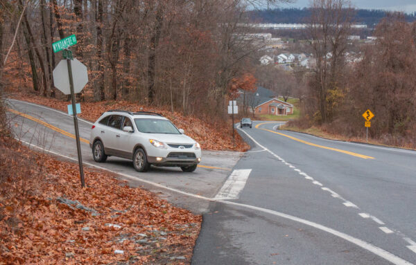 A car sits at Gravity Hill in Lewisberry PA