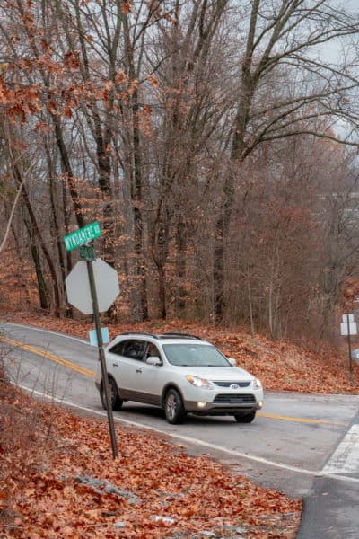 A car sitting at Gravity Hill in Lewisberry, Pennsylvania