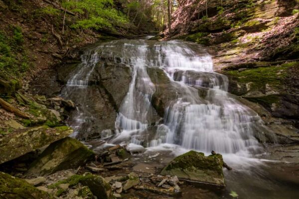 The lowest tier of Pine Island Run Falls in the Pennsylvania Wilds