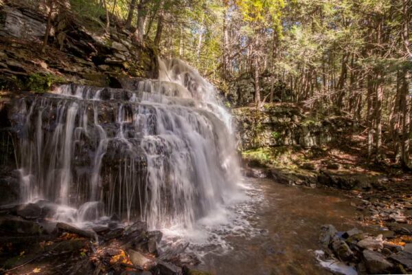 A sideview of Savantine Falls near Milford Pennsylvania