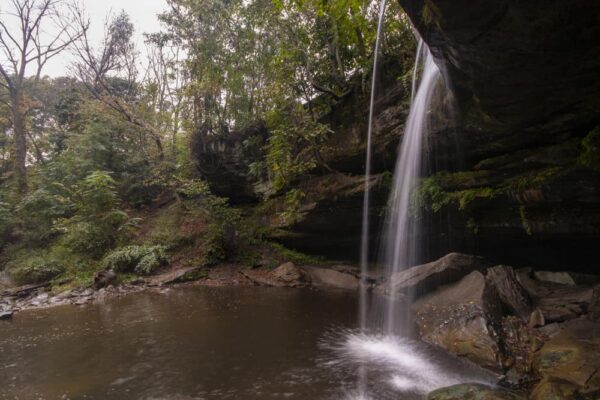 Behind the veil at Buttermilk Falls in Beaver County Pennsylvania