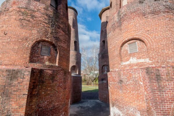 A close view of the Coplay Cement Kilns in Saylor Park