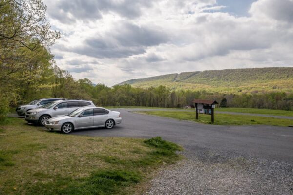 The parking area at Boyd Big Tree Preserve.