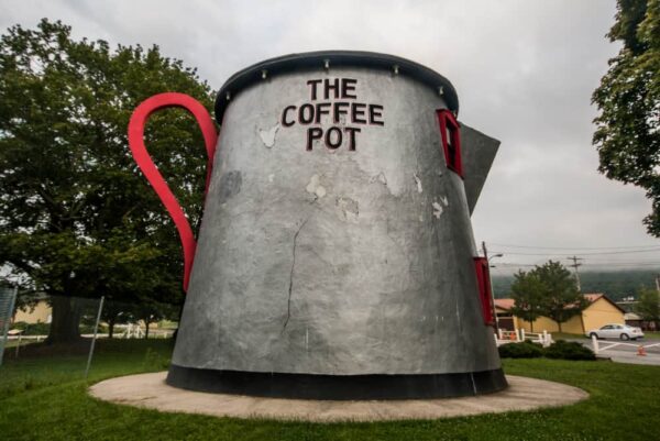 The Giant Coffee Pot is one of the Pennsylvania Roadside Oddities