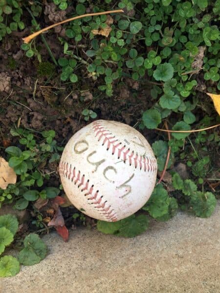 Ouch baseball at the grave of Hughie Jennings in northeastern Pennsylvania