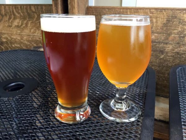 Two beers at Selin's Grove Brewing in Selinsgrove Pennsylvania