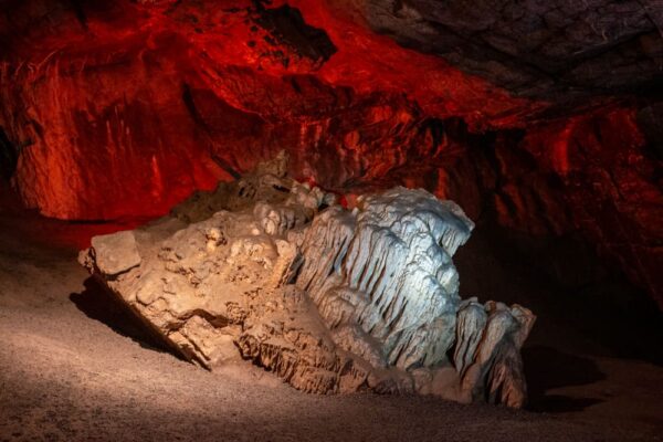 Stalactite and stalagmite in Woodward Cave in Woodward PA