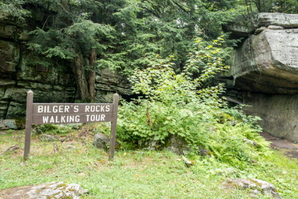 Sign at the entrance to Bilger's Rocks in Clearfield County PA