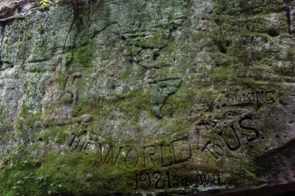 Carving at Bilger's Rocks in Clearfield County PA