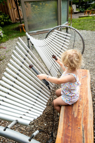 Child playing musical instrument at the Erie Children's Museum in Pennsylvania