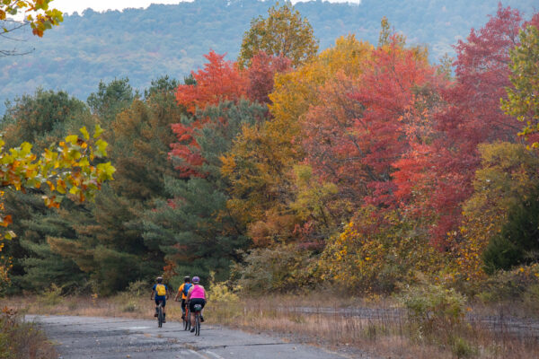 People biking on the Abandoned PA Turnpike in Fulton County Pennsylvania