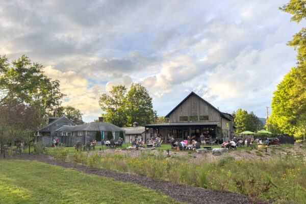 The exterior of Boal City Brewing with its beer garden.