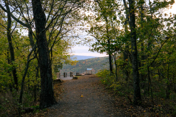 The trail approaching Hawn's Overlook in Huntingdon Pennsylvania