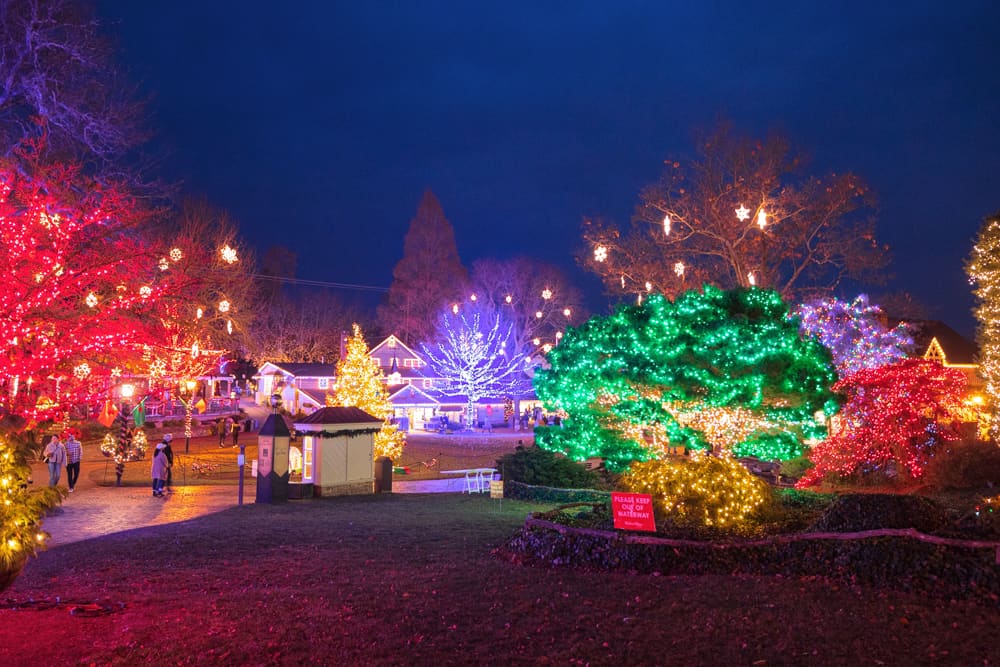 Christmas Lights in Peddler's Village in Bucks County PA