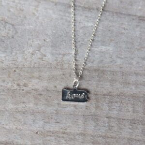 Silver plated Pennsylvania necklace with hand-stamped home