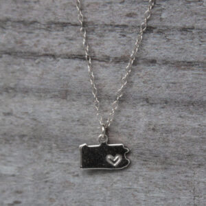 Silver plated Pennsylvania necklace with hand-stamped heart