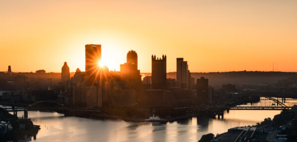 Sunrise over Pittsburgh from West End Overlook