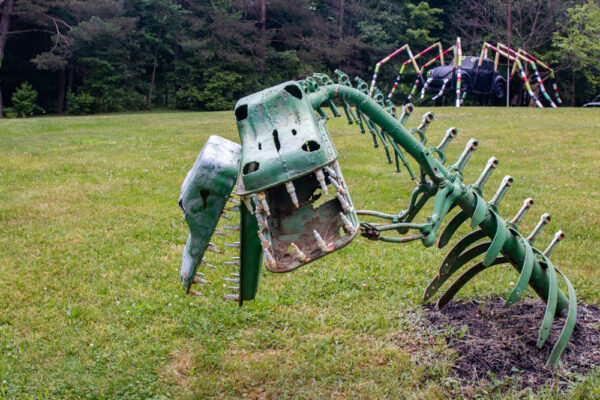 The two-headed T-Rex at Schafer's Auto Art in Pennsylvania