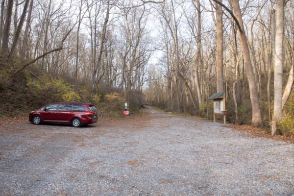 The parking area at Silver Mine Park in Lancaster PA