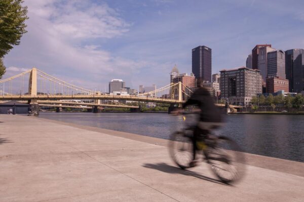 Biking on the North Shore River Trail in Pittsburgh PA