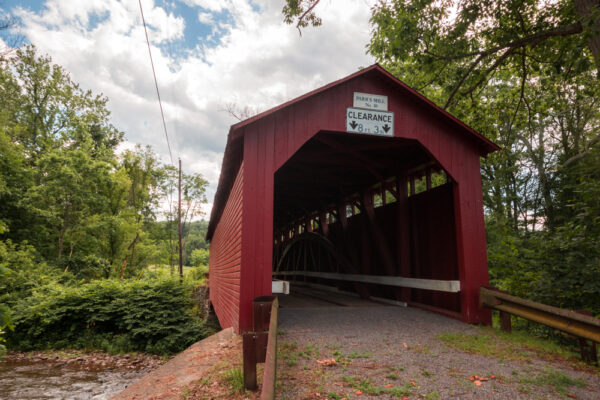 A side view of Parr's Mill Covered Bridge.