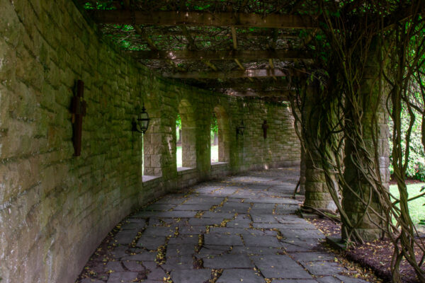 Covered pathway in the Mount Assisi Gardens in Loretto Pennsylvania