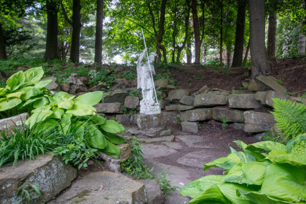 Statue of St George in Mount Assisi Garden in Loretto PA