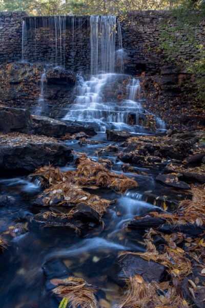 Looking upstream at Stametz Dam in Hickory Run State Park in Pennsylvania