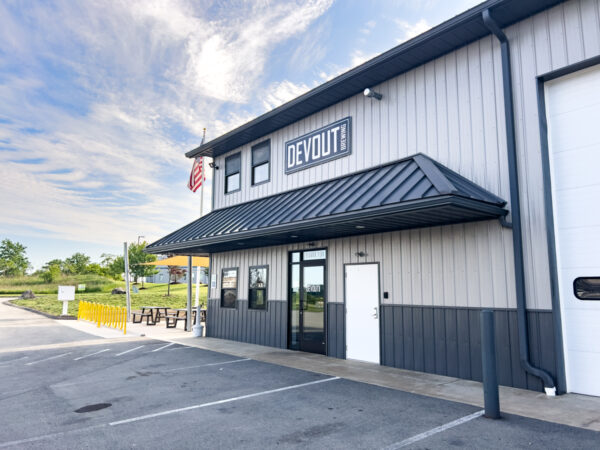 The exterior of Devout Brewing in the Laurel Highlands.