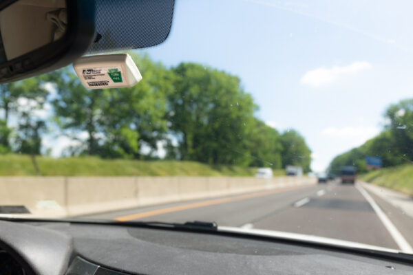 E-ZPass on a car windshield