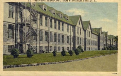 Historic postcard showing the Cresson Tuberculosis Sanatorium.