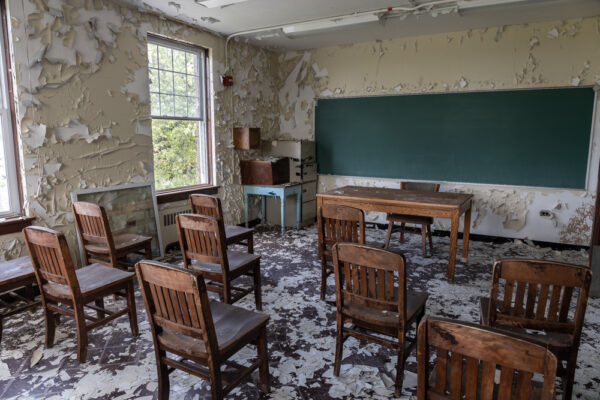 Crumbling classroom at SCI Cresson