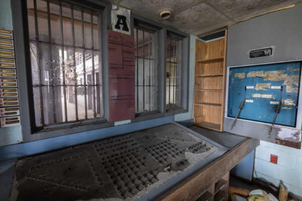 Cell block control room at the abandoned prison in Cresson, PA