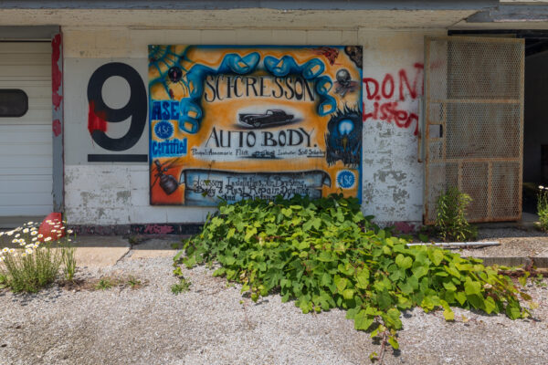 Mural on the automotive shop at the abandoned Cresson Prison.