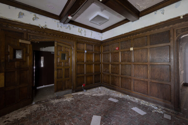 Woodwork in the lobby of the Cresson Tuberculosis Sanatorium