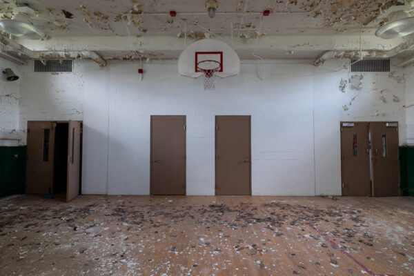 The basketball court inside the basement of the sanatorium at SCI Cresson