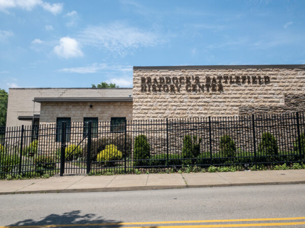 The exterior of the Braddock's Battlefield History Center near Pittsburgh, PA