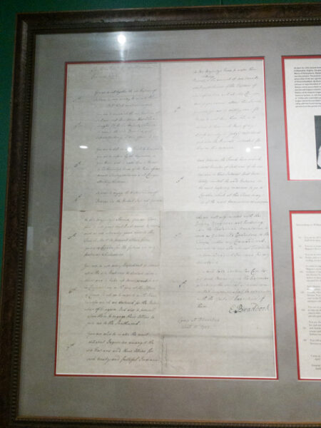 A replica of a letter written by General Braddock in Pittsburgh PA