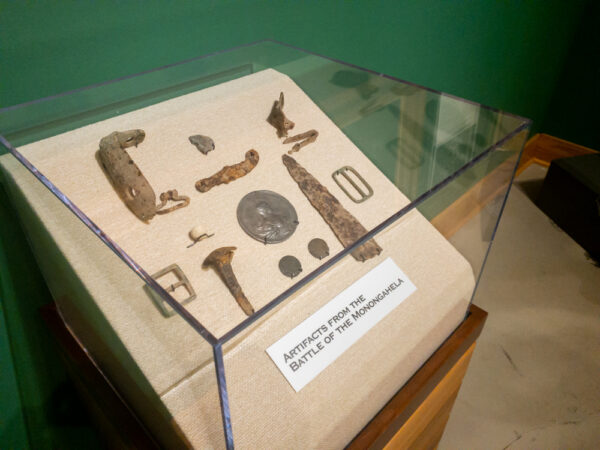 Original artifacts from the Battle of Monongahela in the Braddocks Battlefield History Center in Pittsburgh PA