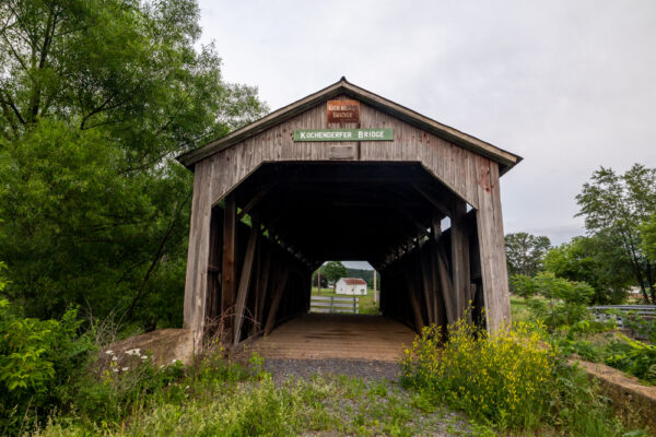 Front view of Kochenderfer Covered Bridge in Perry County Pennsylvania
