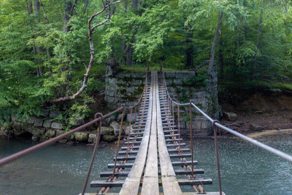 The swinging bridge over Little Toby Creek near Ridgway PA