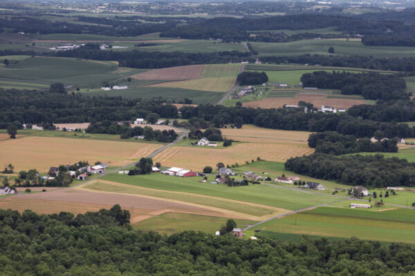 Farmland in Lehigh County seen from Bake Oven Knob in State Game Lands 217