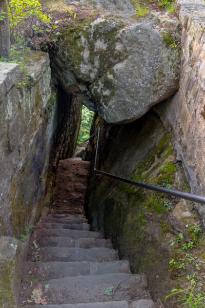 Staircase through the rocks on the Rimrock Trail in the Allegheny National Forest
