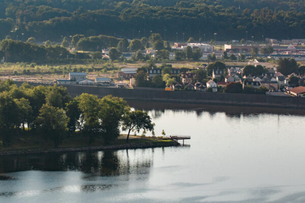 Looking out over the Shikellamy Marina and the Susquehanna River from the Shikellamy Overlook