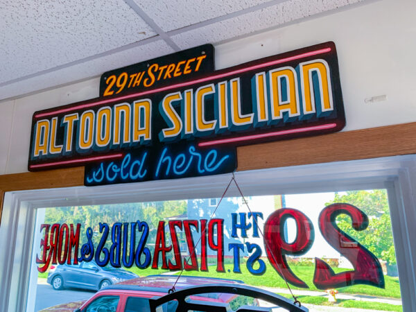 Altoona Sicilian sign in 29th Street Pizza, Subs and More