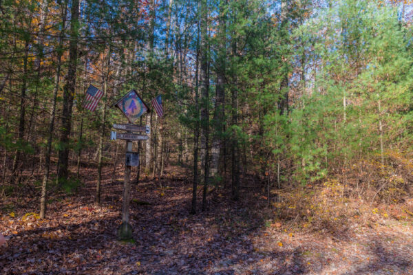 Midway point on the Appalachian Trail sign near Pine Grove Furnace State Park in Pennsylvania